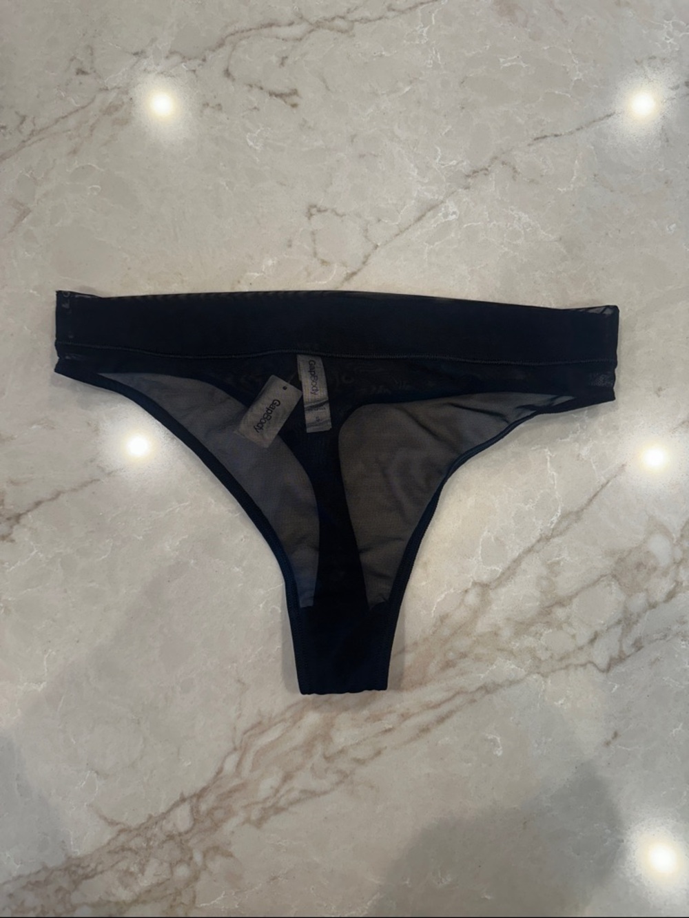 NWT - Sheer Black Bikini Thong